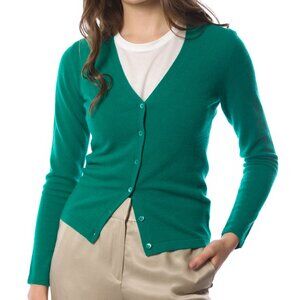 NWT! DongLi - 100% Cashmere V-Neck Cardigan in Emerald - Multiple Sizes